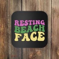 Resting Beach Face Funny Summer Vacation Coaster thumb 0