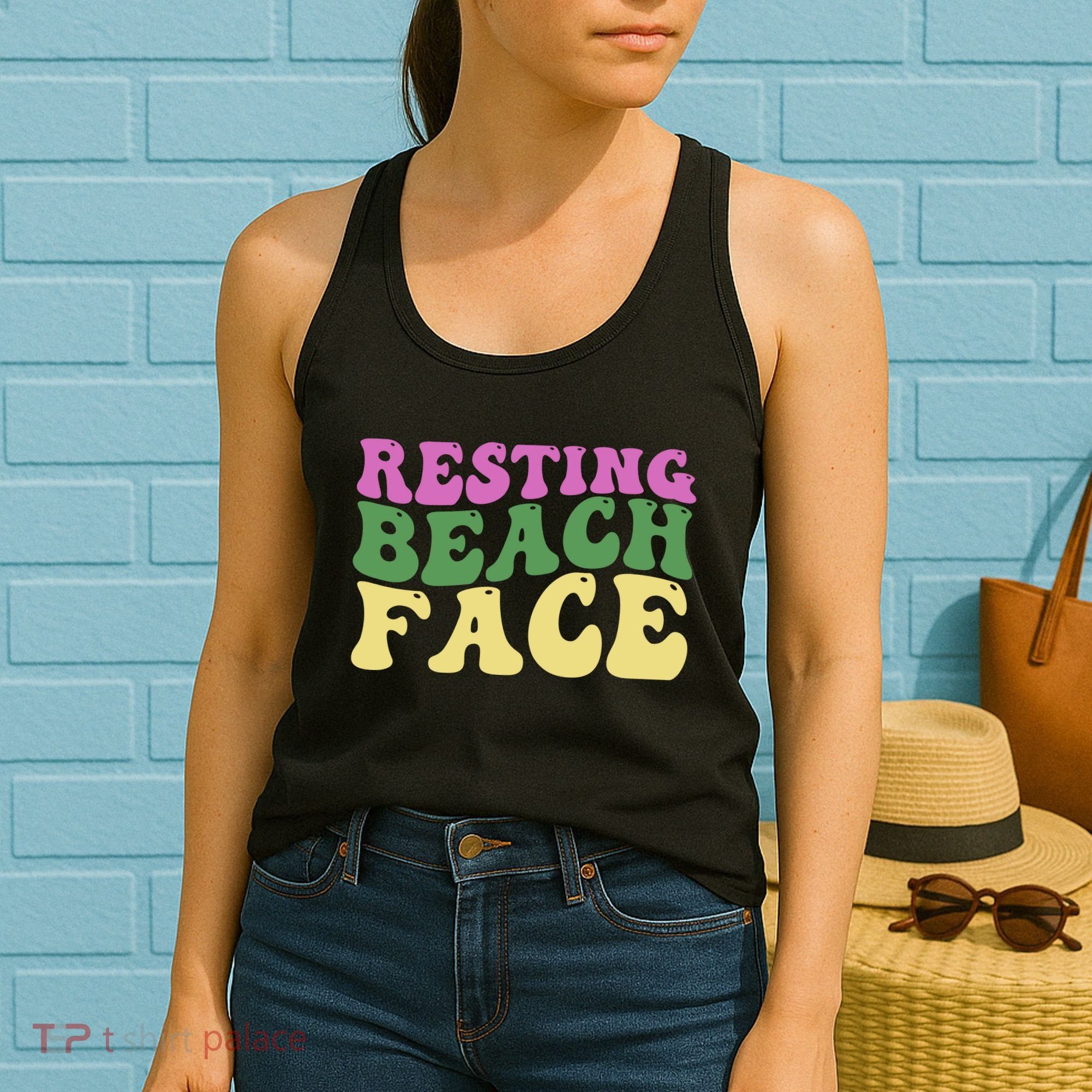 Resting Beach Face Funny Summer Vacation Women's Tank Top
