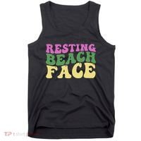 Resting Beach Face Funny Summer Vacation Tank Top thumb 0