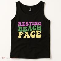 Resting Beach Face Funny Summer Vacation Tank Top thumb 2