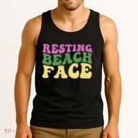 Resting Beach Face Funny Summer Vacation Tank Top thumb 3