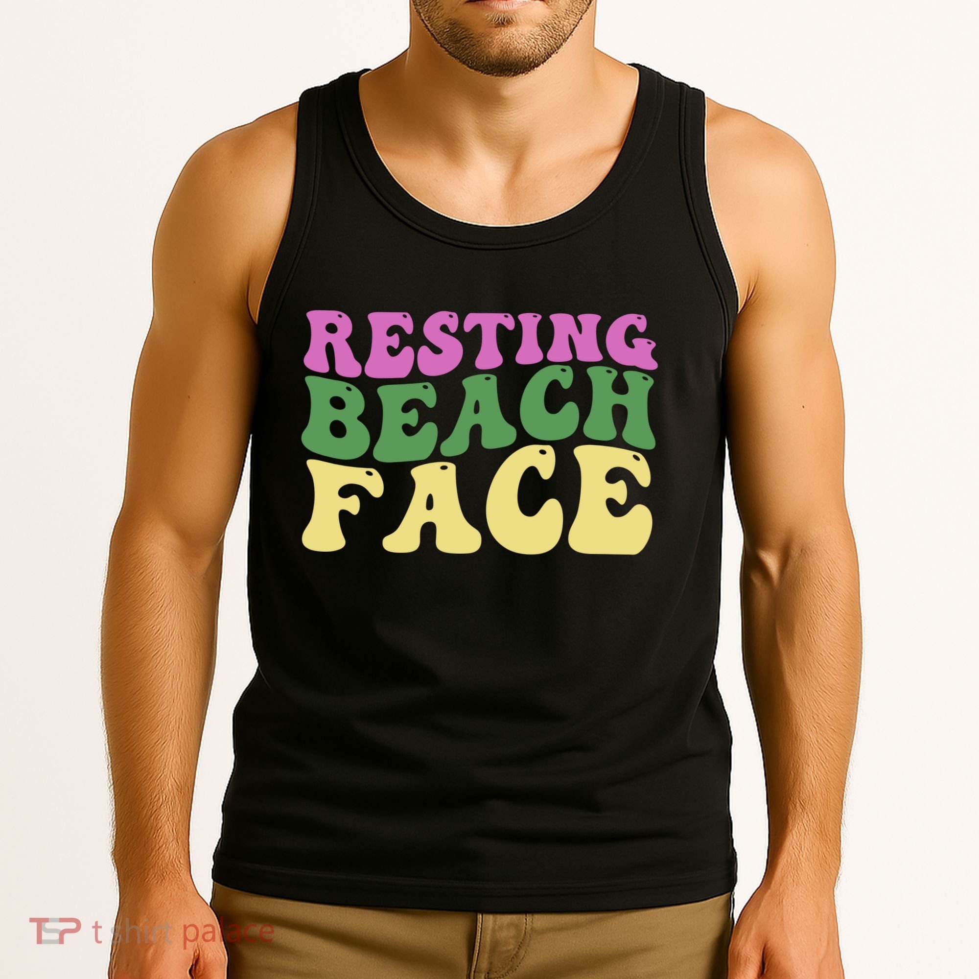 Resting Beach Face Funny Summer Vacation Tank Top