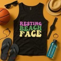 Resting Beach Face Funny Summer Vacation Tank Top thumb 4