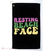 Resting Beach Face Funny Summer Vacation Golf Towel thumb 0