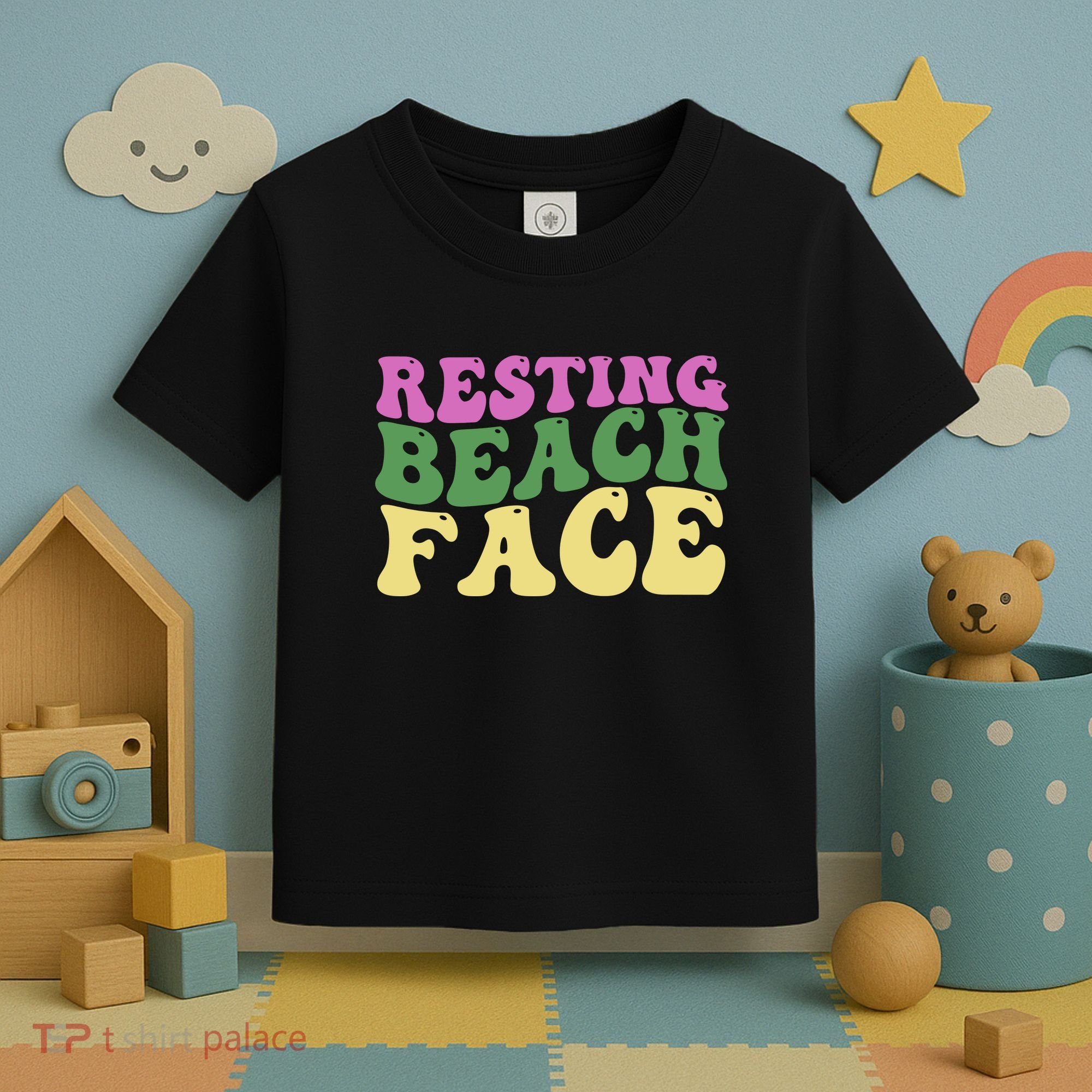 Resting Beach Face Funny Summer Vacation Toddler T-Shirt
