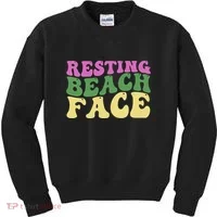 Resting Beach Face Funny Summer Vacation Kids Sweatshirt thumb 0
