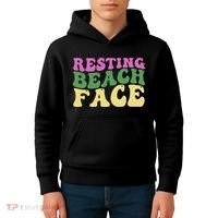 Resting Beach Face Funny Summer Vacation Kids Hoodie thumb 4