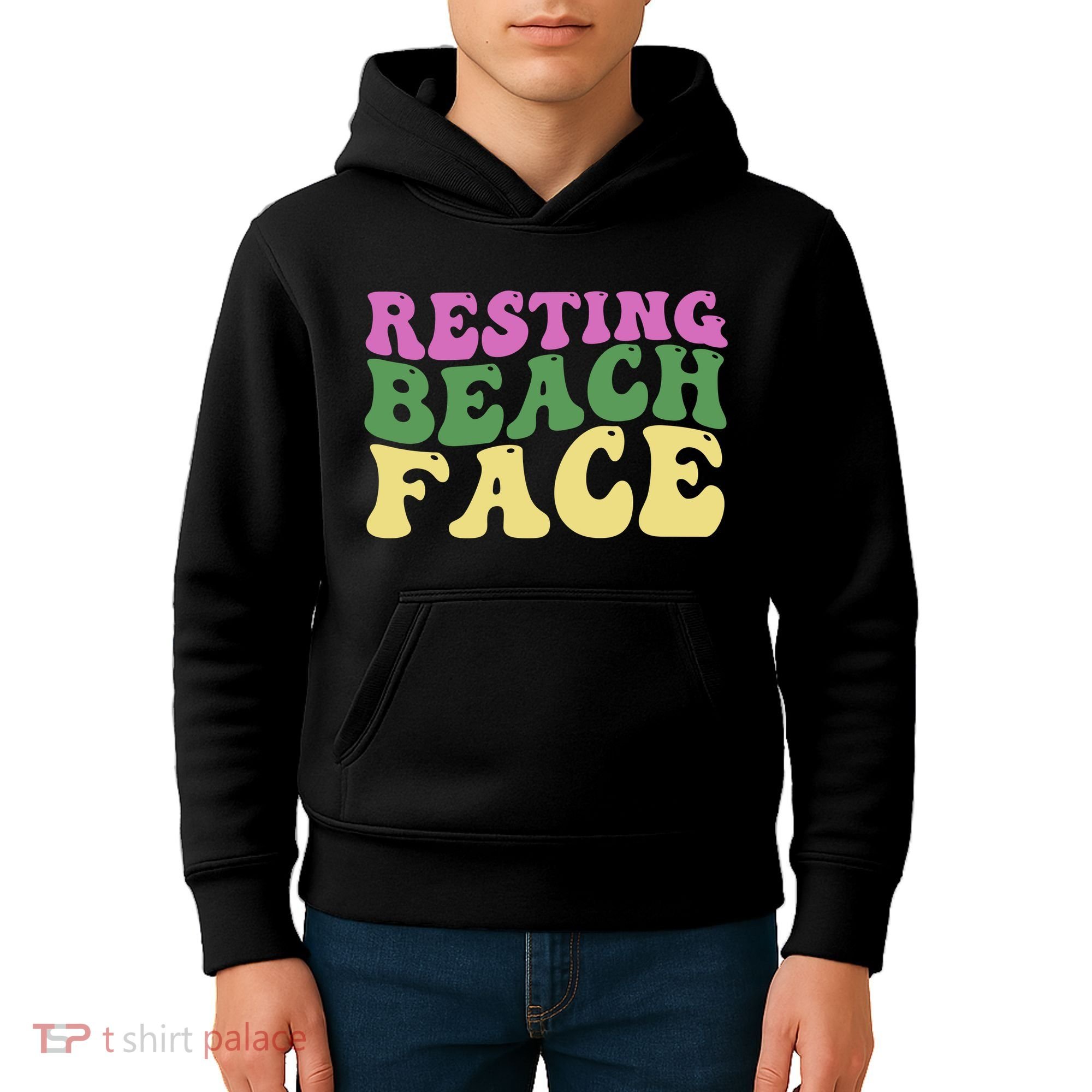 Resting Beach Face Funny Summer Vacation Kids Hoodie