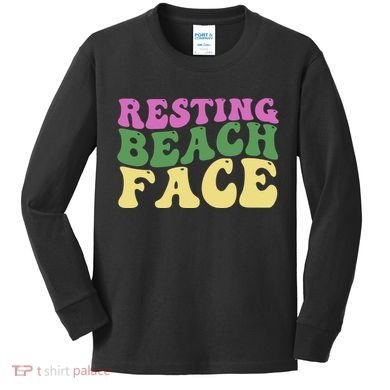 Resting Beach Face Funny Summer Vacation Kids Long Sleeve Shirt