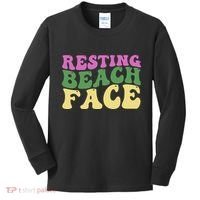 Resting Beach Face Funny Summer Vacation Kids Long Sleeve Shirt thumb 0