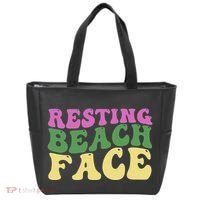 Resting Beach Face Funny Summer Vacation Tote Bag thumb 0