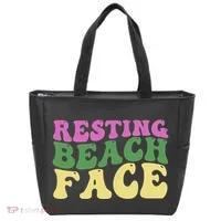 Resting Beach Face Funny Summer Vacation Tote Bag thumb 0