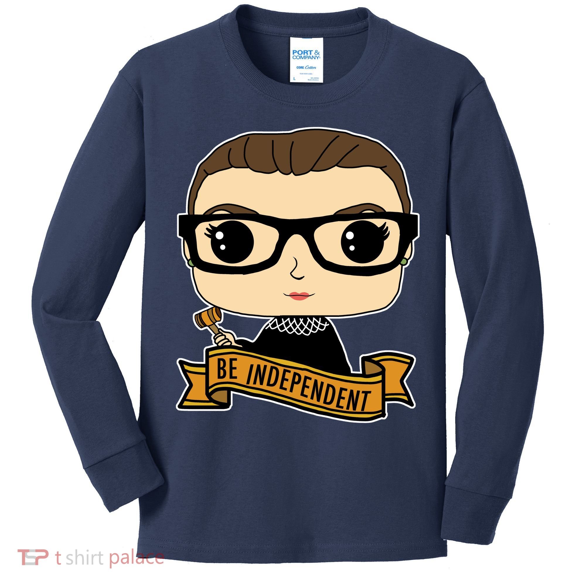 RBG Be Independent Cartoon Ruth Ginsburg Kids Long Sleeve Shirt
