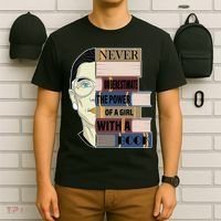 RBG Never Underestimate Power of Girl With Book T-Shirt thumb 6