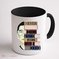 RBG Never Underestimate Power of Girl With Book Coffee Mug thumb 1