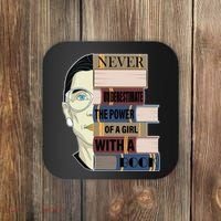 RBG Never Underestimate Power of Girl With Book Coaster thumb 0