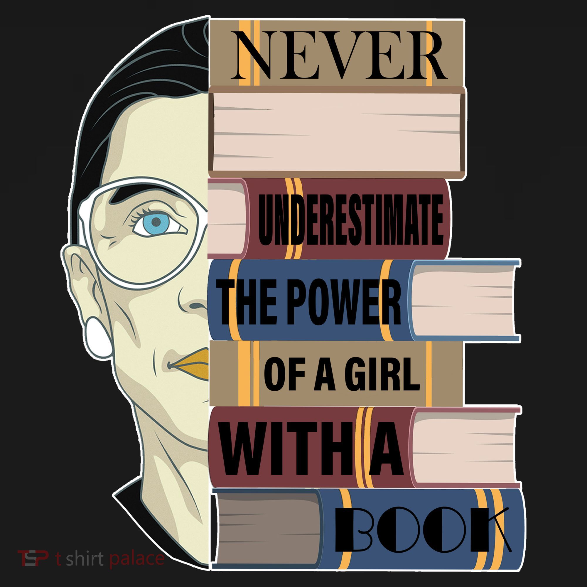 RBG Never Underestimate Power of Girl With Book Mousepad