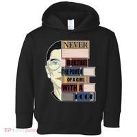 RBG Never Underestimate Power of Girl With Book Toddler Hoodie thumb 0