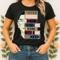 RBG Never Underestimate Power of Girl With Book Women's T-Shirt thumb 2