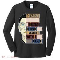 RBG Never Underestimate Power of Girl With Book Kids Long Sleeve Shirt thumb 0