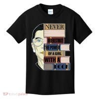 RBG Never Underestimate Power of Girl With Book Kids T-Shirt thumb 0