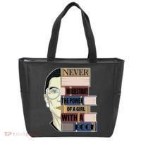 RBG Never Underestimate Power of Girl With Book Tote Bag thumb 0