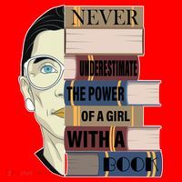 RBG Never Underestimate Power of Girl With Book Santa Hat thumb 1