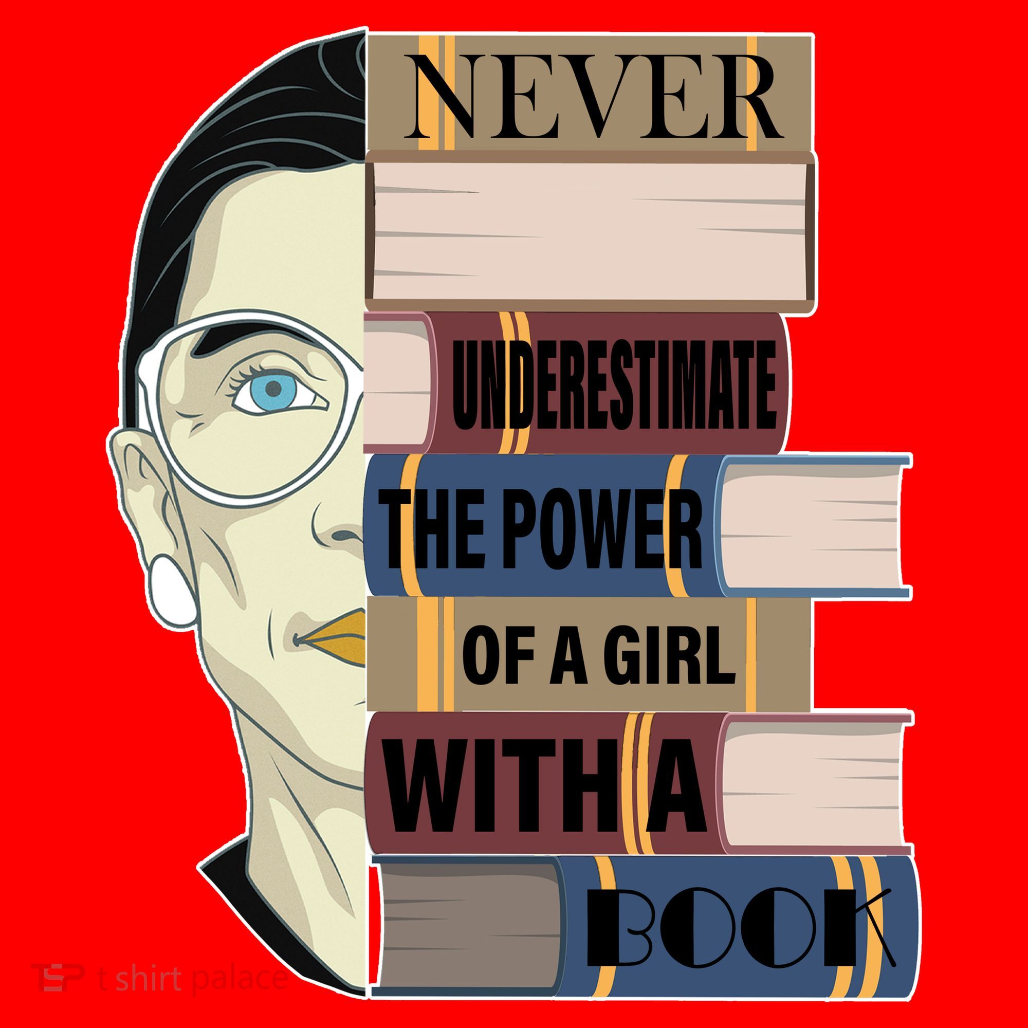 RBG Never Underestimate Power of Girl With Book Santa Hat