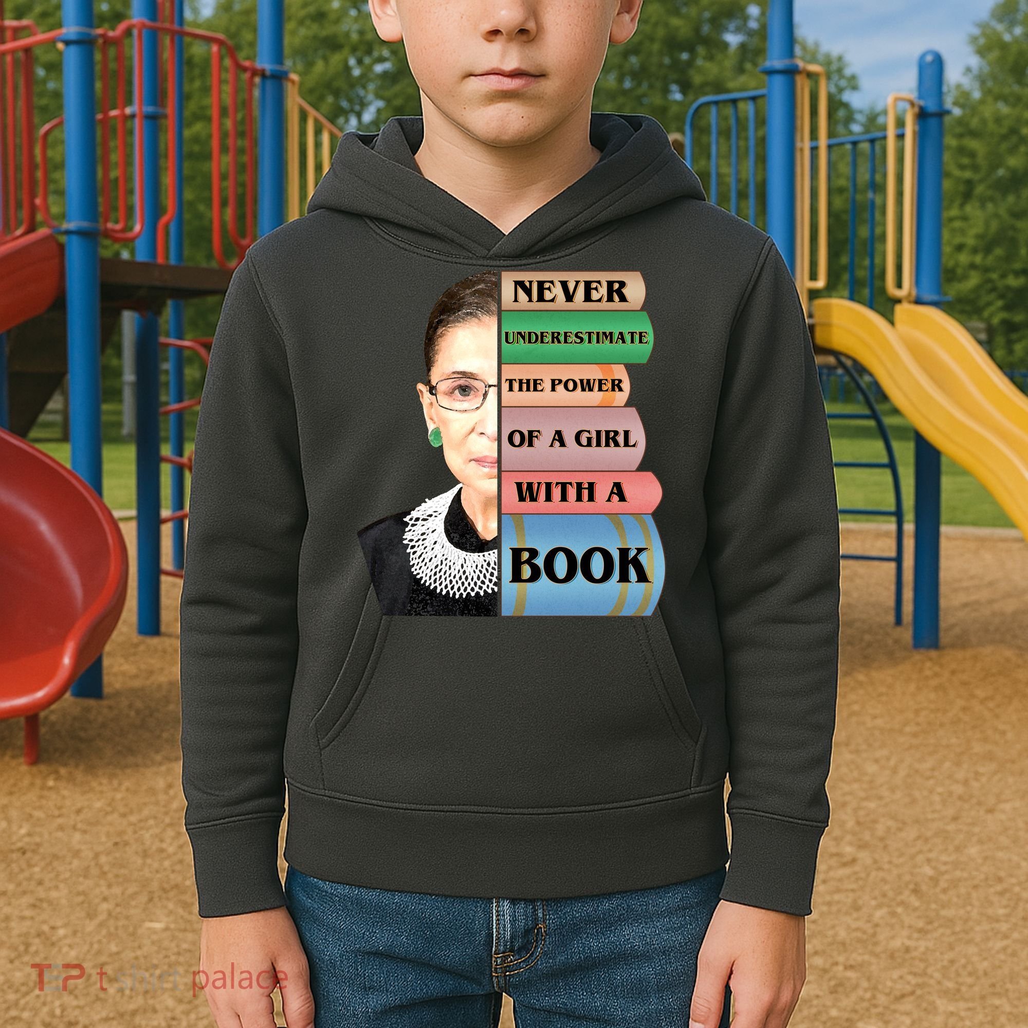 RBG Never Underestimate Ruth Bader Ginsburg Kids Hoodie