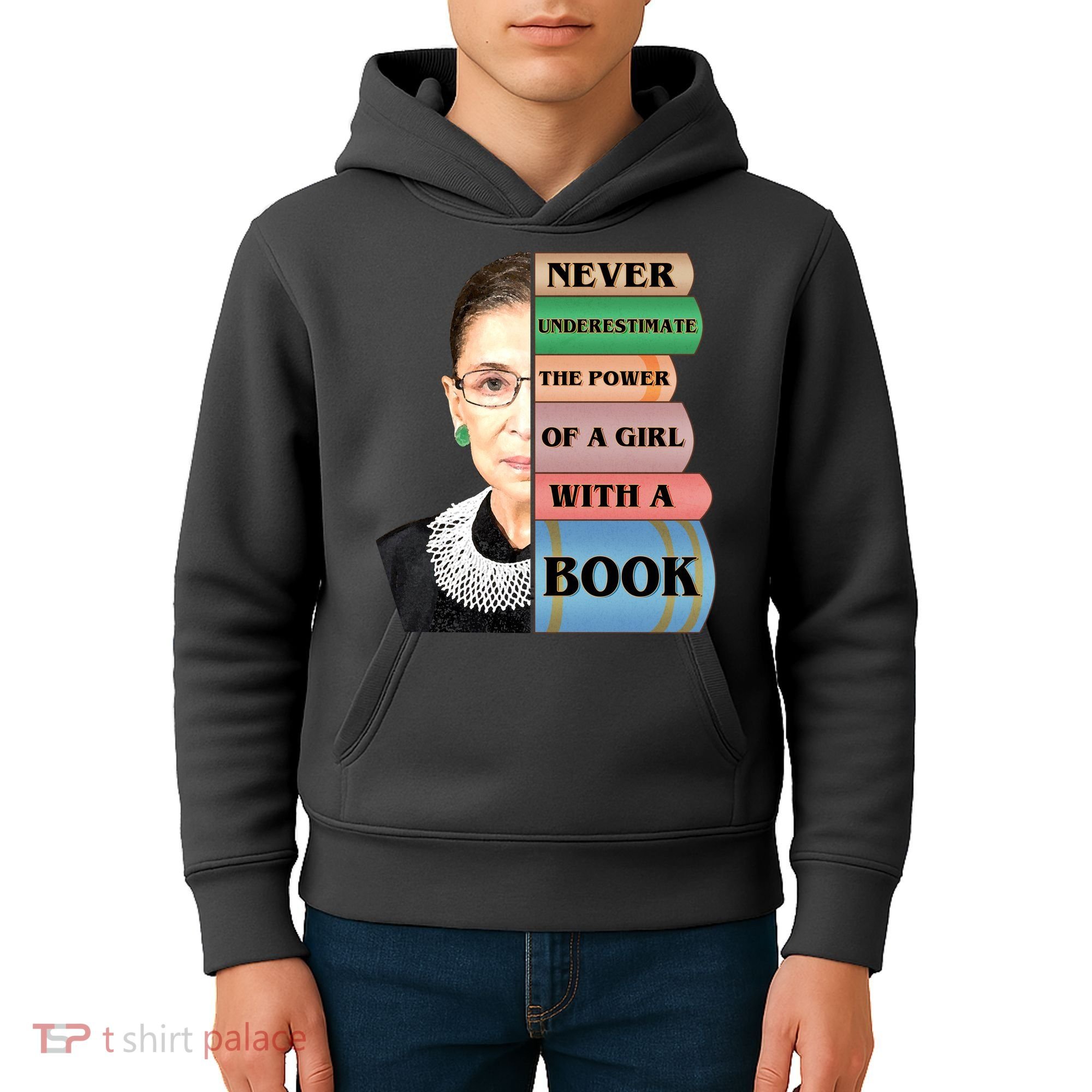 RBG Never Underestimate Ruth Bader Ginsburg Kids Hoodie