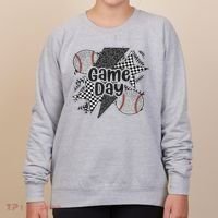 Retro Baseball Game Day Checkered Leopard Baseball Mama Mom Women's Sweatshirt thumb 0