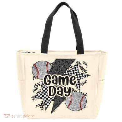 Retro Baseball Game Day Checkered Leopard Baseball Mama Mom Tote Bag
