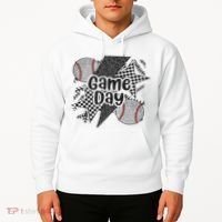 Retro Baseball Game Day Checkered Leopard Baseball Mama Mom Hoodie thumb 2