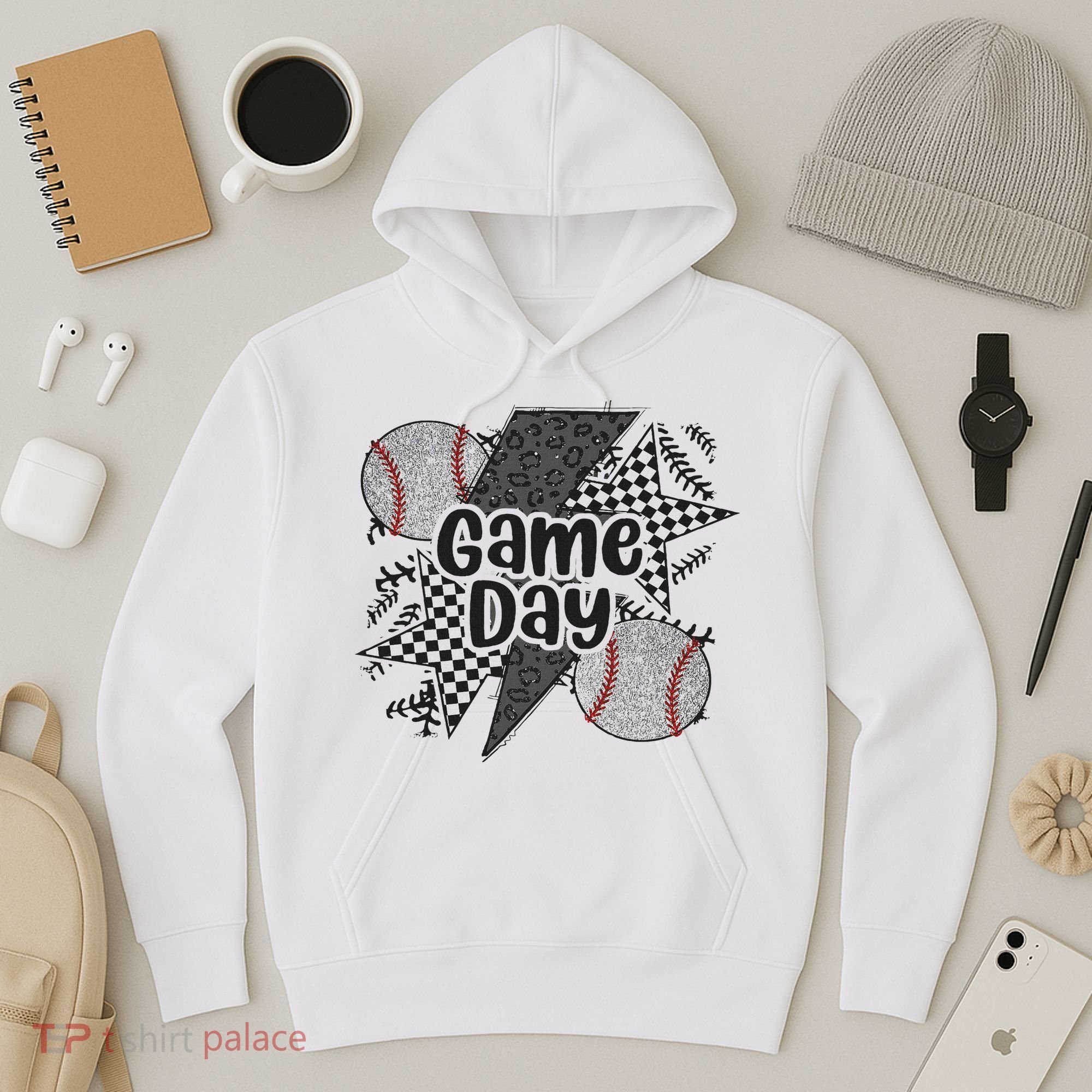 Retro Baseball Game Day Checkered Leopard Baseball Mama Mom Hoodie