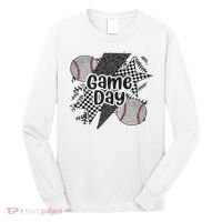 Retro Baseball Game Day Checkered Leopard Baseball Mama Mom Long Sleeve Shirt thumb 0
