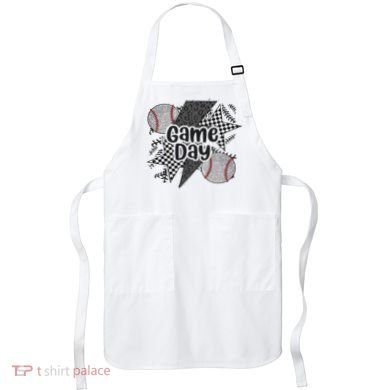 Retro Baseball Game Day Checkered Leopard Baseball Mama Mom Apron
