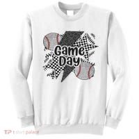 Retro Baseball Game Day Checkered Leopard Baseball Mama Mom Sweatshirt thumb 0