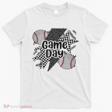 Retro Baseball Game Day Checkered Leopard Baseball Mama Mom T-Shirt