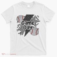 Retro Baseball Game Day Checkered Leopard Baseball Mama Mom T-Shirt thumb 0