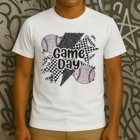 Retro Baseball Game Day Checkered Leopard Baseball Mama Mom T-Shirt thumb 3