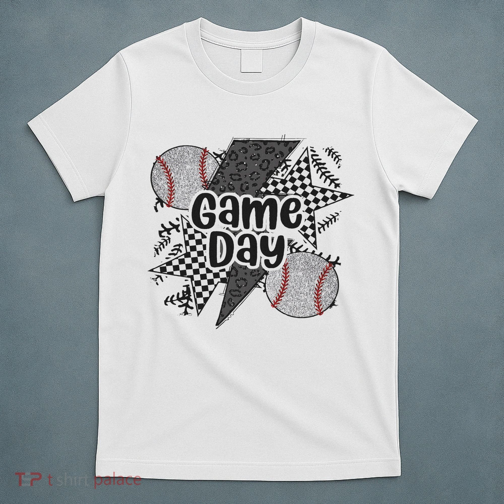 Retro Baseball Game Day Checkered Leopard Baseball Mama Mom T-Shirt