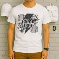 Retro Baseball Game Day Checkered Leopard Baseball Mama Mom T-Shirt thumb 6
