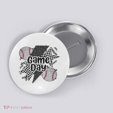 Retro Baseball Game Day Checkered Leopard Baseball Mama Mom Button