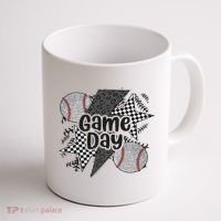 Retro Baseball Game Day Checkered Leopard Baseball Mama Mom Coffee Mug thumb 1