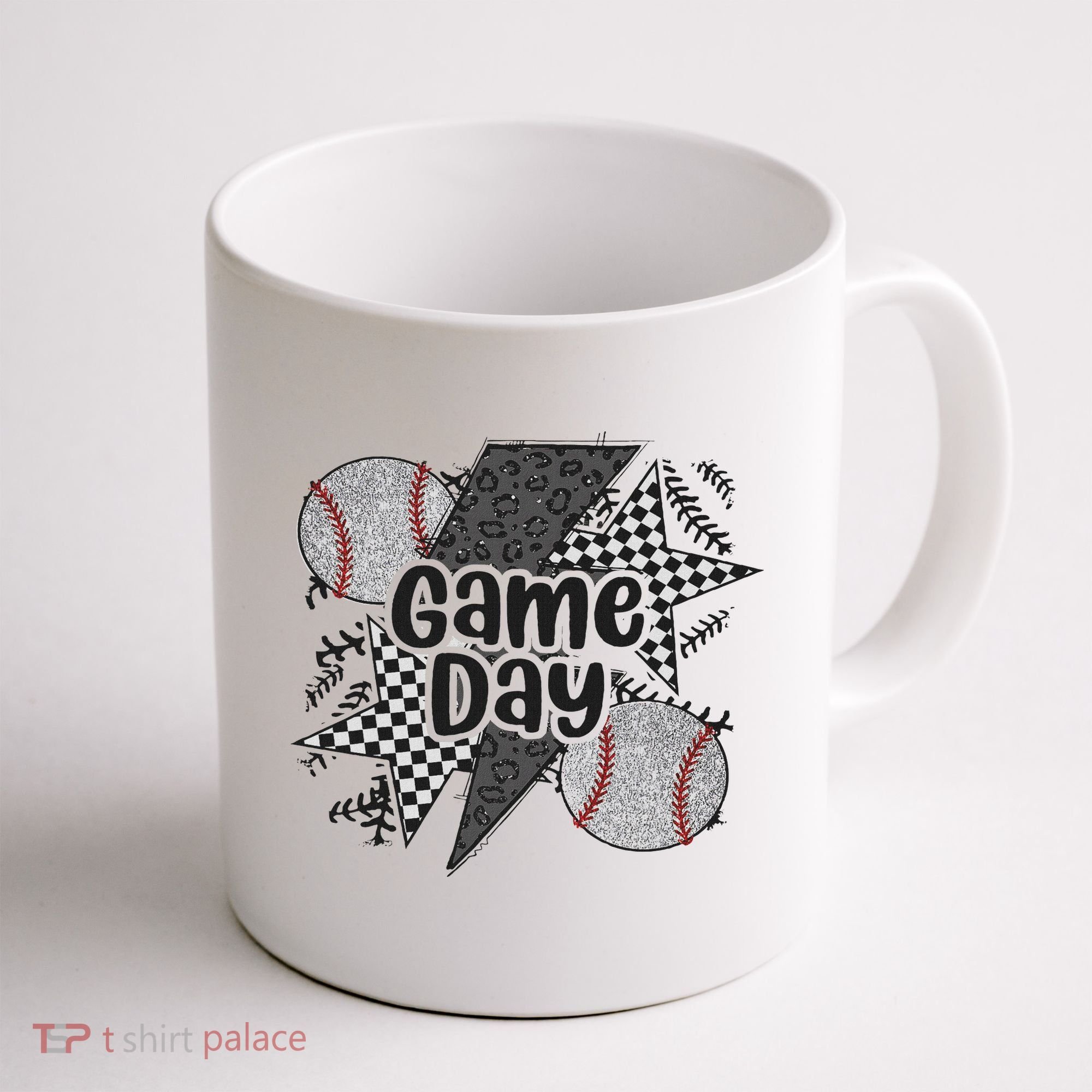 Retro Baseball Game Day Checkered Leopard Baseball Mama Mom Coffee Mug