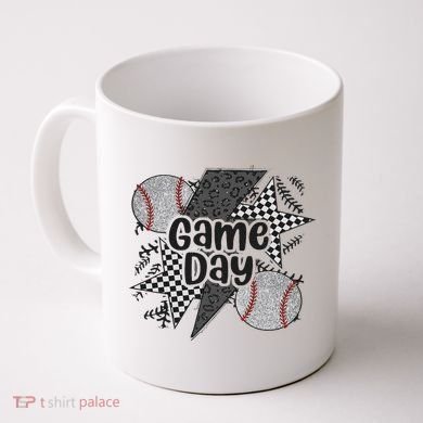 Retro Baseball Game Day Checkered Leopard Baseball Mama Mom Coffee Mug