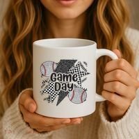 Retro Baseball Game Day Checkered Leopard Baseball Mama Mom Coffee Mug thumb 3