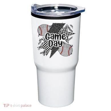 Retro Baseball Game Day Checkered Leopard Baseball Mama Mom Tumbler