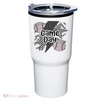 Retro Baseball Game Day Checkered Leopard Baseball Mama Mom Tumbler thumb 0