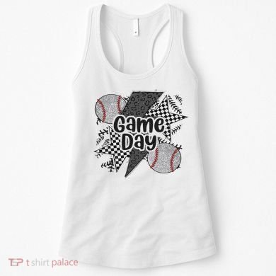 Retro Baseball Game Day Checkered Leopard Baseball Mama Mom Women's Tank Top